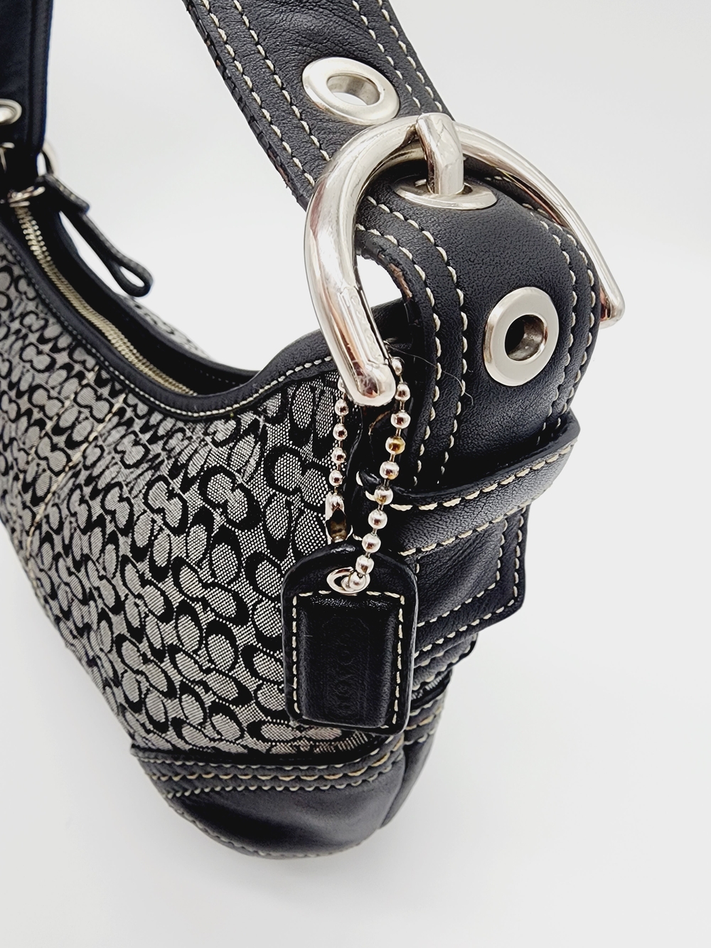 Coach 2154 Vintage Mini Hobo Signature Monogram Grey Black - Picture 10 of 16